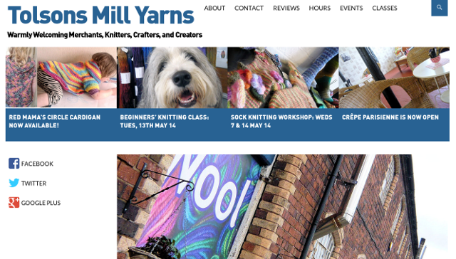 snapshot of Tolsons Mill Yarns Website